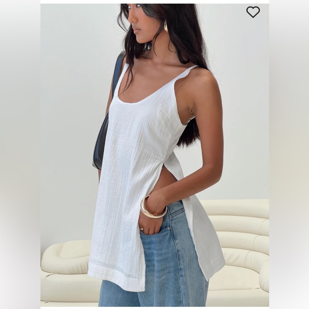 Princess Polly White Fitted Tank Top